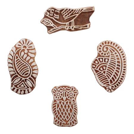 Set of 4 Piece New Mix Wooden Printing Block